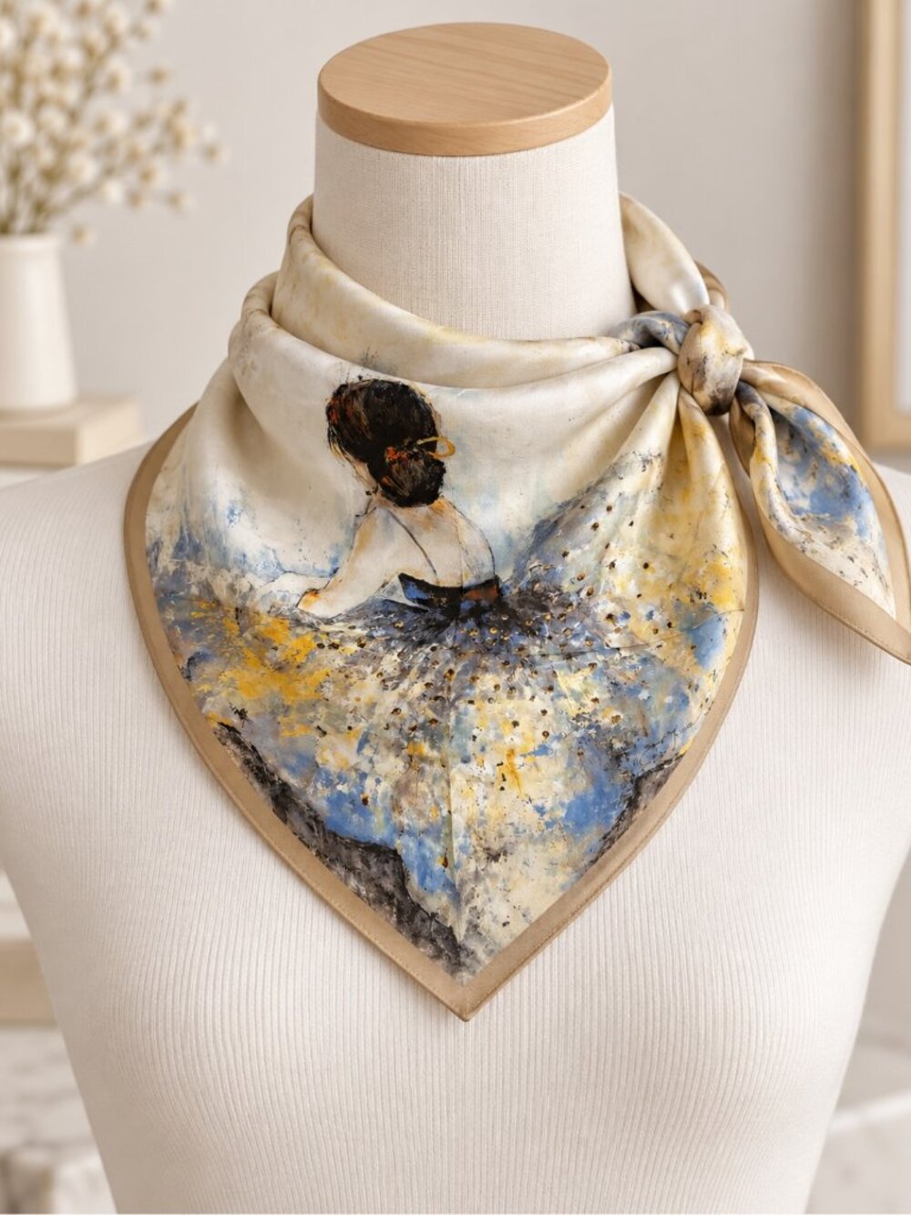 100% Mulberry Silk Ballet Dancer Square Scarf
